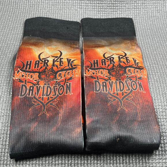 Harley Davidson Socks Mens 10-13 Gray Graphic Logo Mid Calf 1-Pair Motorcycle - Picture 1 of 3